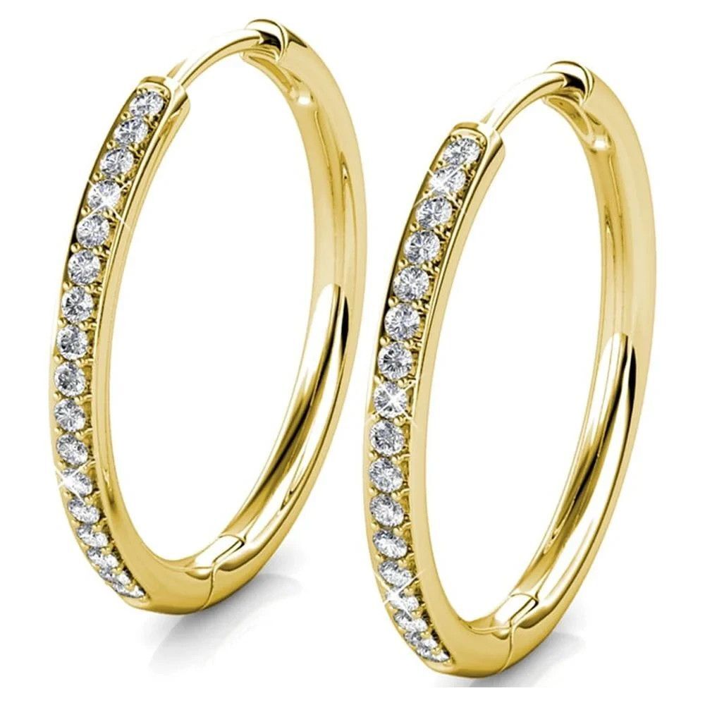 Cate & Chloe Bianca 18k Yellow Gold Plated 25mm Hoop Earrings with Swarovski